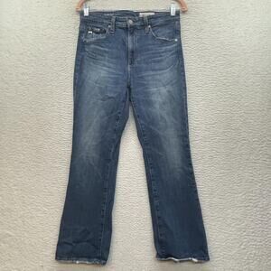AG Adriano Goldschmied Jeans Womens 29 Blue Farrah Boot Crop High Rise Raw Hem